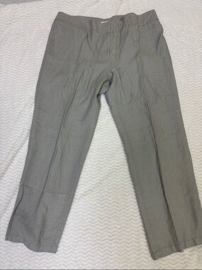 Eileen Fisher Light Gray Linen Straight-Leg Pants